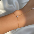14K Solid Gold Diamond Slave Bracelet / Solid Gold Chain Gold Ring Bracelet / Hand Ring Gold Handle Bracelet / Two Sided Diamond Bracelet