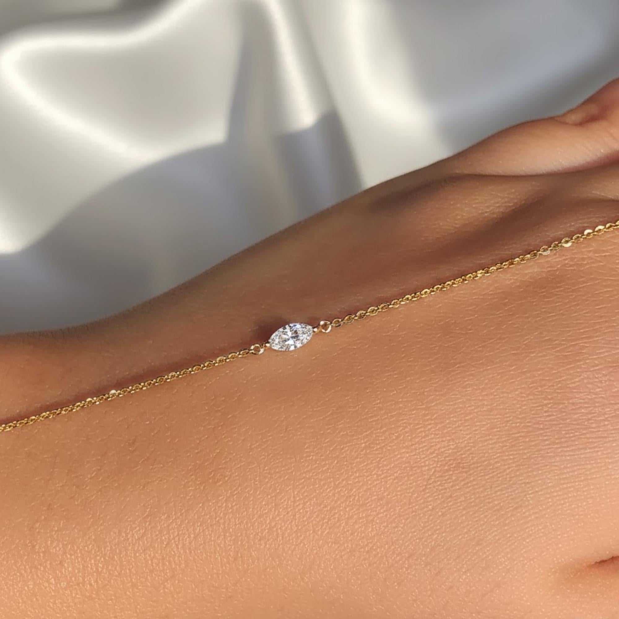 14K Solid Gold Diamond Slave Bracelet / Solid Gold Chain Gold Ring Bracelet / Hand Ring Gold Handle Bracelet / Two Sided Diamond Bracelet