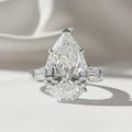 HUGE 10 Carat Pear Cut Lab Grown Diamond Three Stone Ring / Trilogy Tapered Baguette and Pear Cut Engagement Ring / Luxury 3 Stone Ring