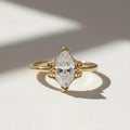 Vintage Filigree Marquise Lab Diamond Engagement Ring, 14K Yellow Gold Bridal Wedding Jewelry, Unique Statement Ring, Modern Classic Gift