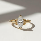 Vintage Filigree Marquise Lab Diamond Engagement Ring, 14K Yellow Gold Bridal Wedding Jewelry, Unique Statement Ring, Modern Classic Gift