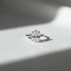 Hidden Halo 3 Carat Oval F VS Lab Diamond Engagement Ring / 14k Gold Thin Proposal Ring / Dainty Lab Diamond Ring / 18k Gold Minimal Ring