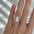 Hidden Halo 3 Carat Oval F VS Lab Diamond Engagement Ring / 14k Gold Thin Proposal Ring / Dainty Lab Diamond Ring / 18k Gold Minimal Ring