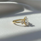 UNIQUE Pear 2.6 Carat Total IGI Certified F Color VS2 Clarity Lab Grown Diamond Engagement Ring, Side Marquise Cut Diamonds 14k Gold