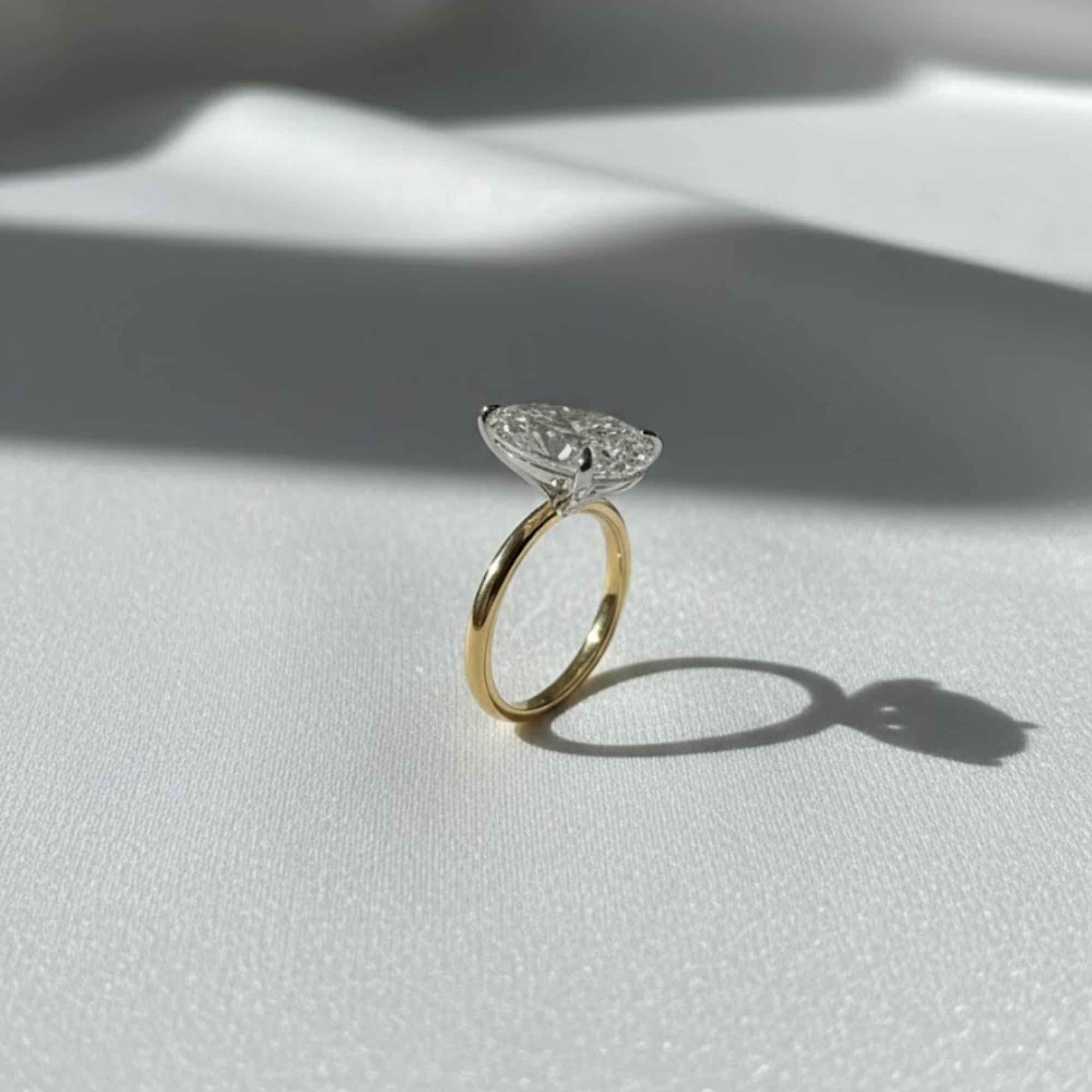 Pear Cut 3 Carat IGI Certified Lab Grown Diamond F Color VS2 Clarity Solitaire Engagement Ring Handmade of Solid Gold