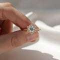 IGI Certified 1.50 CT Lab Grown Diamond Halo Engagement Ring 14K White Gold | Round Brilliant Center Stone, Pave Setting, Wedding Jewelry