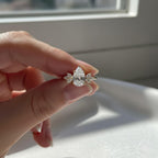 UNIQUE Pear 2.6 Carat Total IGI Certified F Color VS2 Clarity Lab Grown Diamond Engagement Ring, Side Marquise Cut Diamonds 14k Gold