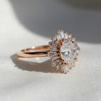 Vintage Oval Lab Grown Diamond Engagement Ring in 14K Rose Gold with Diamond Halo, Milgrain Detailing, Proposal, Anniversary, Heirloom Style