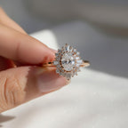 Vintage Oval Lab Grown Diamond Engagement Ring in 14K Rose Gold with Diamond Halo, Milgrain Detailing, Proposal, Anniversary, Heirloom Style