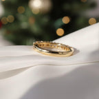 Emerald and Round Diamond Half Eternity Band Ring Dainty Wedding Ring Stacking Diamond Ring Minimalist Design Real Genuine Lab Diamond Ring