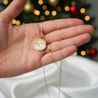 14K Gold Saint Christopher Pendant with Diamonds Religious Necklace