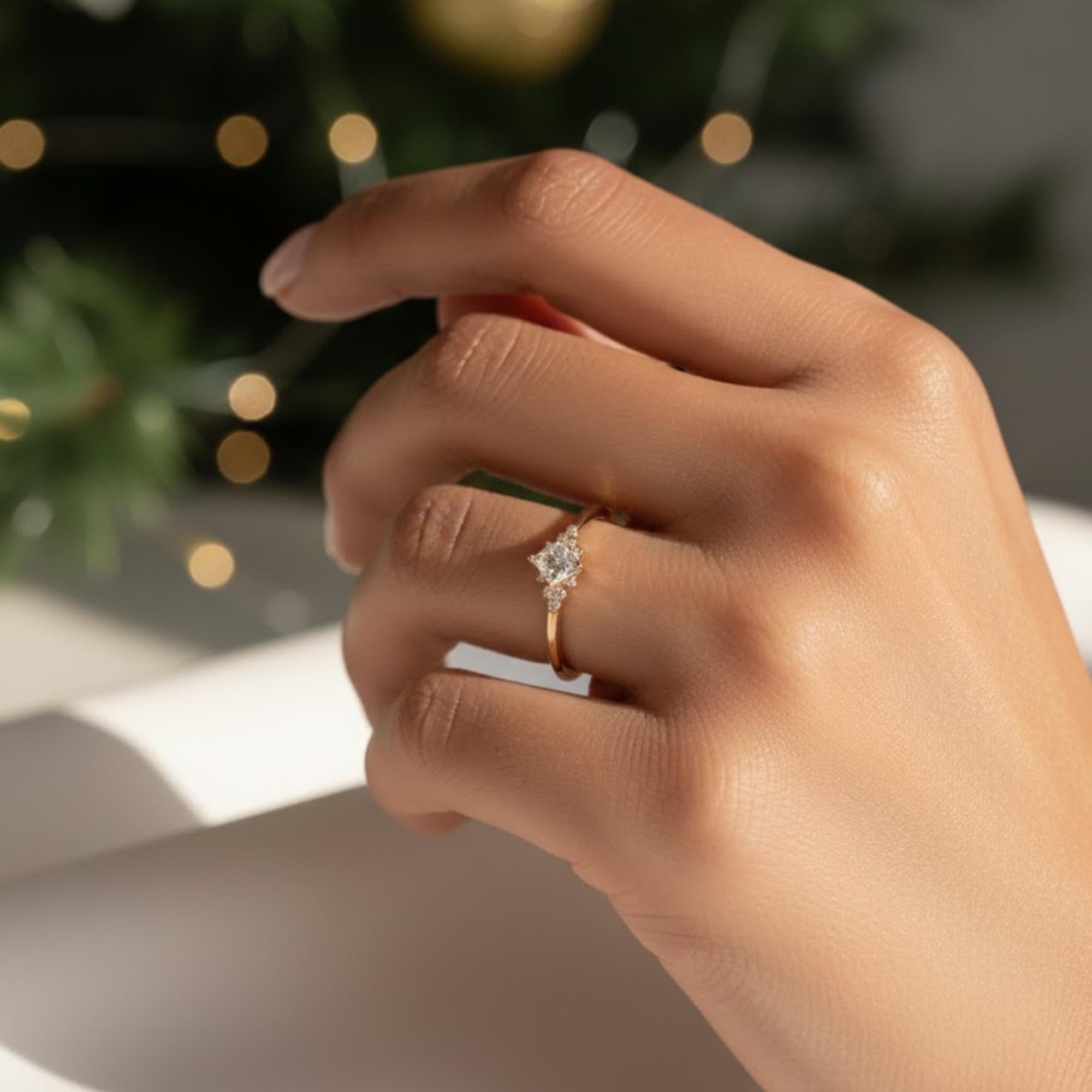Unique Engagement Ring Princess Cut Lab Diamond Ring, Square Engagement Ring, Princess Square Engagement Ring, Princess Cut 1CT Lab Diamond