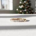 Emerald and Round Diamond Half Eternity Band Ring Dainty Wedding Ring Stacking Diamond Ring Minimalist Design Real Genuine Lab Diamond Ring