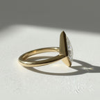1 CT Kite Cut Lab Grown Diamond Ring | Bezel Set Solitaire | Modern Minimalist Engagement Ring in 14K Gold | Geometric Architectural Jewelry
