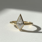 1 CT Kite Cut Lab Grown Diamond Ring | Bezel Set Solitaire | Modern Minimalist Engagement Ring in 14K Gold | Geometric Architectural Jewelry