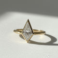 2 Carat Kite Cut Lab Grown Diamond Ring | Bezel Set Solitaire Ring | Low Profile 14K Gold Modern Engagement Ring By Mirae Jewelry