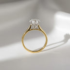 1 Carat Round Brilliant F VS2 Lab Grown Diamond Tulip Set Engagement Ring / Lotus Set 14K Yellow Gold Two Tone Cathedral Ring