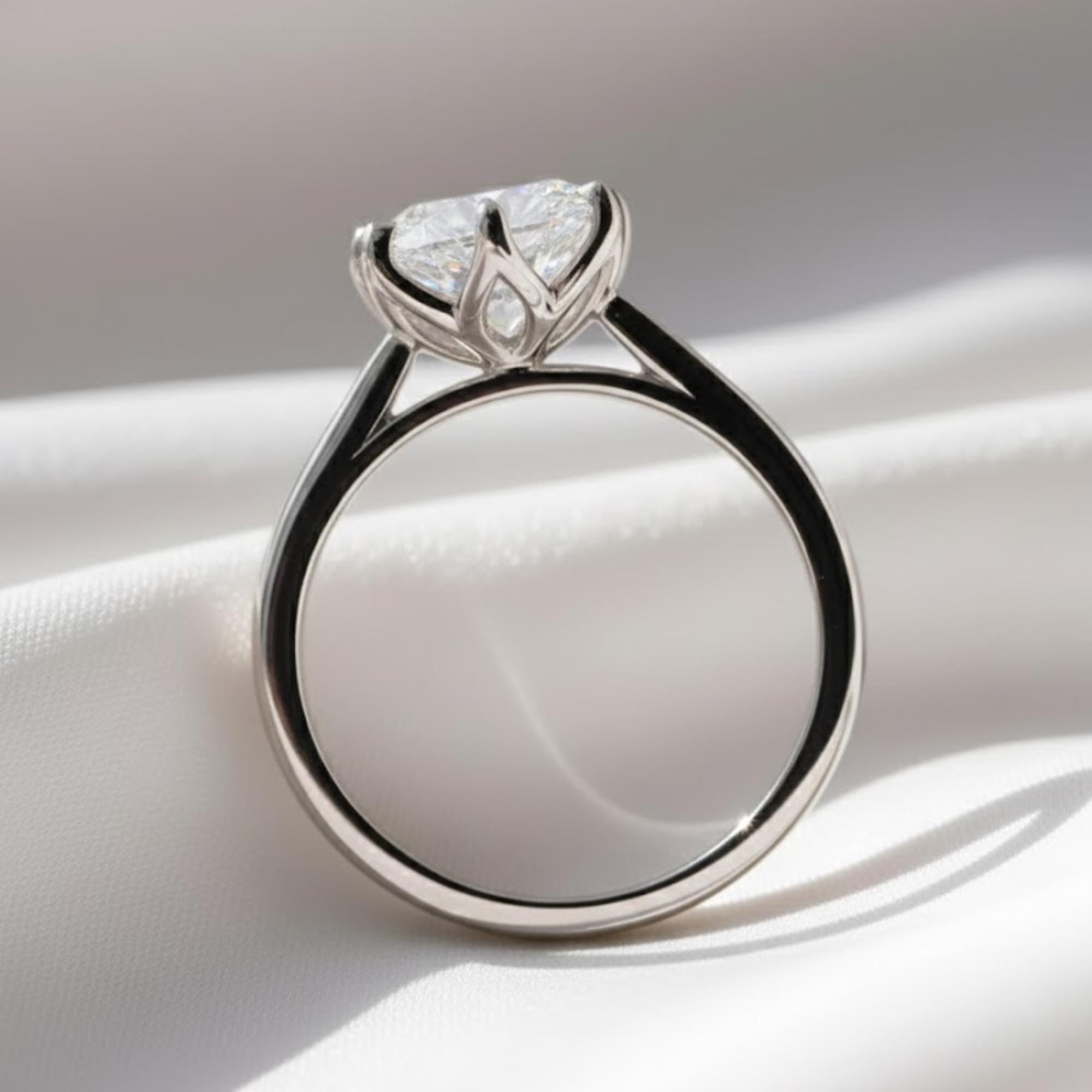 IGI Certified 2 Carat Lab Diamond Ring | Vintage Tulip Solitaire Ring | 14K Gold Flower Setting Engagement Ring
