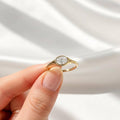 1 Carat East West Oval Lab Grown Diamond Ring, 14k Gold Bezel Engagement Ring, Oval IGI Certified Diamond Ring, Dainty Solitaire Ring Gift