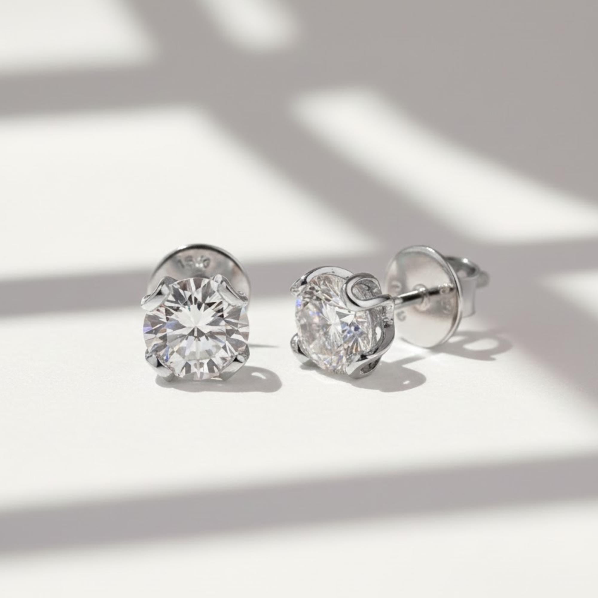 Floral Diamond Stud Earrings IGI Certified 14K Gold Studs