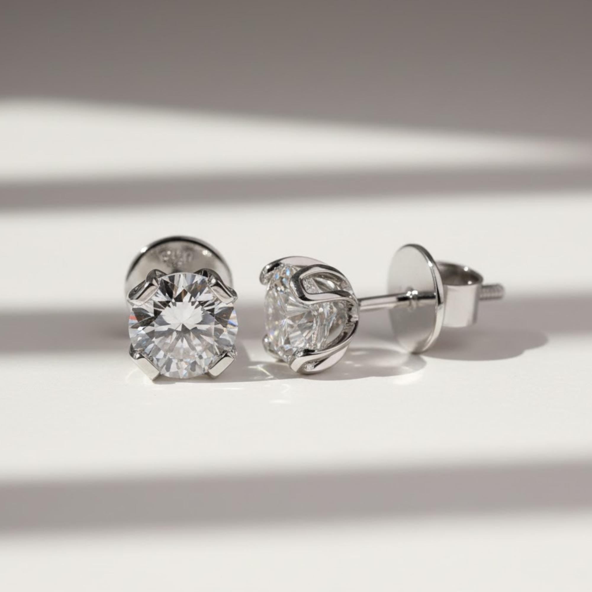Floral Diamond Stud Earrings IGI Certified 14K Gold Studs