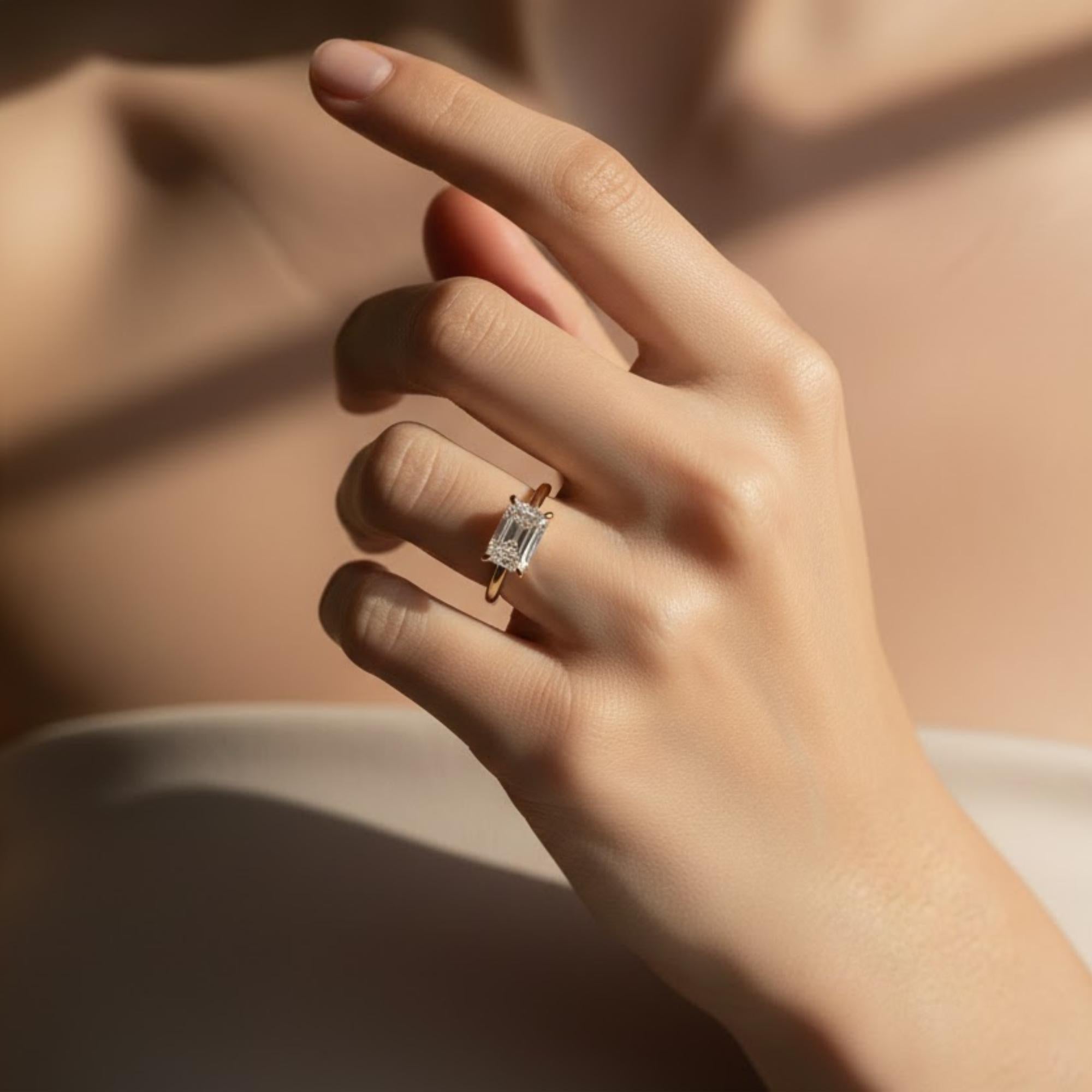 2 CT Radiant Cut Diamond Solitaire Ring | 14K Yellow Gold Engagement Ring | Unique Promise Ring for Women