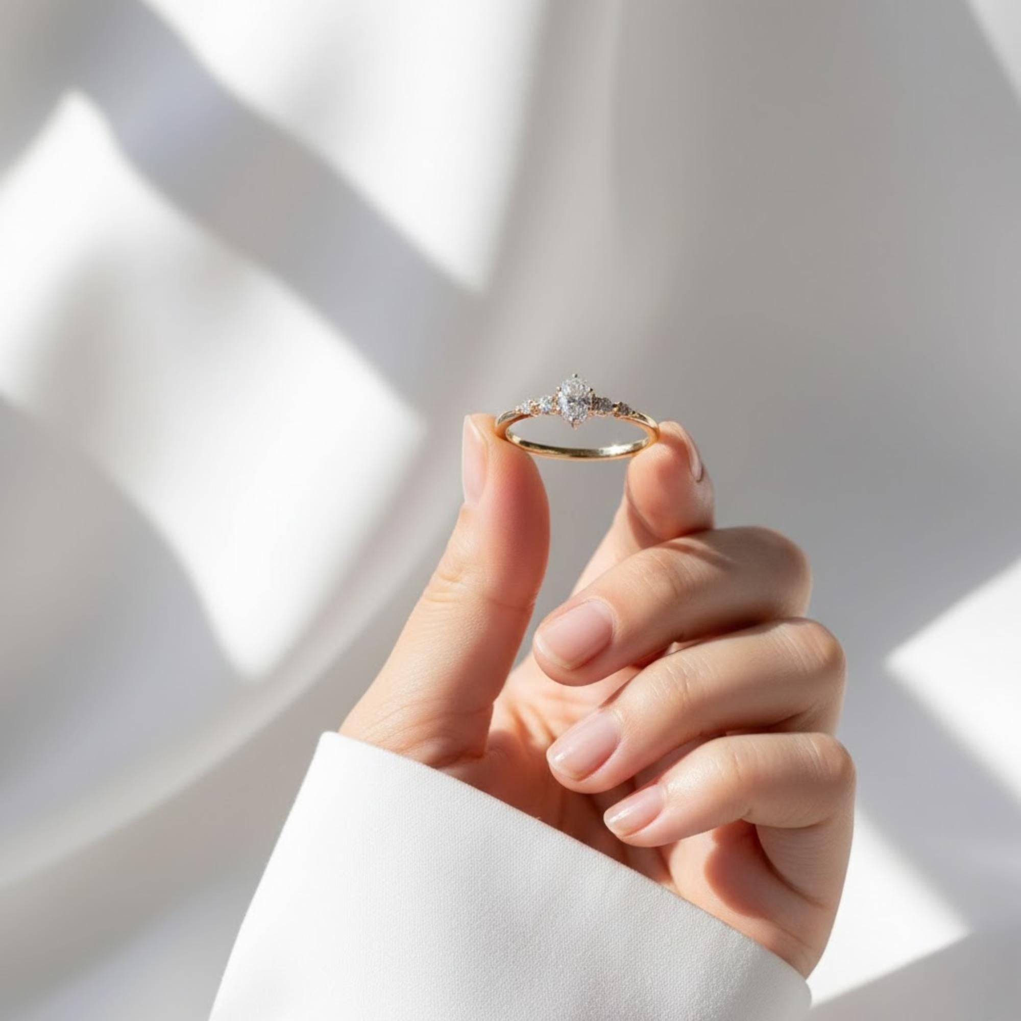 Oval Lab Grown Diamond 5 Stone Engagement Ring, Dainty Promise Ring for Her, Unique Minimalist Wedding Ring, Handmade Ring by Mirae Jewelry