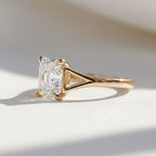 Old Mine Cut Cushion Diamond Split Shank Engagement Ring, Solitaire Wedding Ring for Her, Comfort Fit Promise Ring, Handmade Ring for Gift