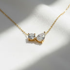 Toi et Moi Lab Grown Diamond Necklace, 14K Gold 1.55 ctw Round & Pear Cut Diamond Necklace, Unique Lab Grown Diamond Pendant, Birthday Gift