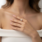Toi et Moi Lab Grown Diamond Necklace, 14K Gold 1.55 ctw Round & Pear Cut Diamond Necklace, Unique Lab Grown Diamond Pendant, Birthday Gift