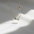 Toi et Moi Lab Grown Diamond Necklace, 14K Gold 1.55 ctw Round & Pear Cut Diamond Necklace, Unique Lab Grown Diamond Pendant, Birthday Gift