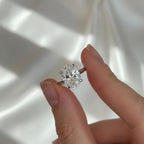 4 Carat Oval F VS Lab Grown Diamond 360 Hidden Halo Engagement Ring / 14k White Gold Elongated Oval High Set Cathedral Ring / 2MM D Shape