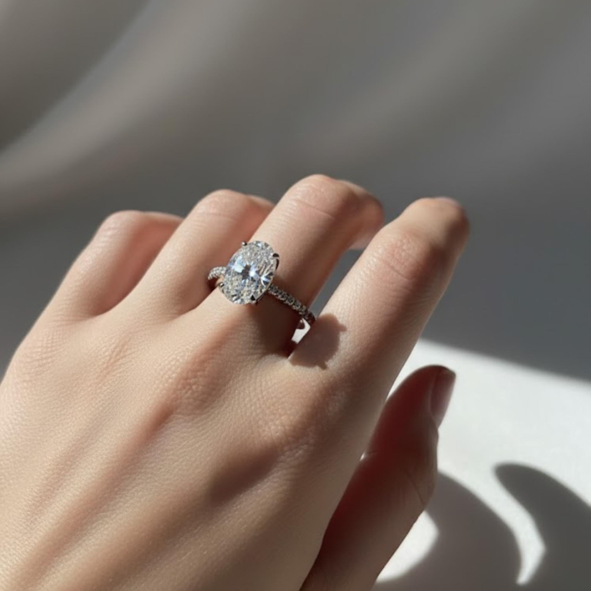2.25 Ct Oval Lab Grown Diamond Engagement Ring - Hidden Halo, F Color VS+, IGI Certified, 14K 18K Gold By Mirae Jewelry