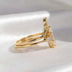 Marquise Diamond Engagement Ring Set - Vintage Rose Gold Bridal Set, Lab Grown Diamonds, 10K 14K 18K, Anniversary Gift
