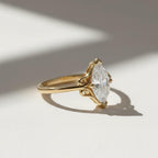 Vintage Filigree Marquise Lab Diamond Engagement Ring, 14K Yellow Gold Bridal Wedding Jewelry, Unique Statement Ring, Modern Classic Gift