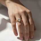 Vintage Filigree Marquise Lab Diamond Engagement Ring, 14K Yellow Gold Bridal Wedding Jewelry, Unique Statement Ring, Modern Classic Gift