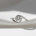 2 CT Solitaire Round Brilliant Cut Crossover Lab Grown Diamond Ring | Modern Bypass Brilliant Cut Ring | Sculptural 18K Gold Engagement Ring