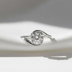 2 CT Solitaire Round Brilliant Cut Crossover Lab Grown Diamond Ring | Modern Bypass Brilliant Cut Ring | Sculptural 18K Gold Engagement Ring
