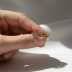 Salt and Pepper Diamond Cluster Ring | 14K Solid Gold Unique Grey Included Diamond Ring | Natural Raw Diamond Band By Mirae Jewelry