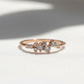 Salt and Pepper Diamond Cluster Ring | 14K Solid Gold Unique Grey Included Diamond Ring | Natural Raw Diamond Band By Mirae Jewelry