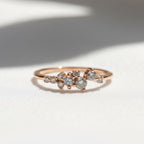 Salt and Pepper Diamond Cluster Ring | 14K Solid Gold Unique Grey Included Diamond Ring | Natural Raw Diamond Band By Mirae Jewelry