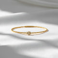 Diamond Hamsa Hand Bracelet in 14k Rose Gold, Hamsa Bracelet, Diamond Bangle, Stackable Bangle, Premium Yellow White, Flexible Bangle Gift