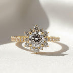 IGI Certified 1.50 CT Lab Grown Diamond Halo Engagement Ring 14K White Gold | Round Brilliant Center Stone, Pave Setting, Wedding Jewelry
