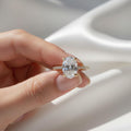 3 Carat Oval Lab Grown Diamond Engagement Ring with Hidden Halo, IGI Certified F Color VS2 Clarity, 14k Gold Wedding Band By Mirae Jewelry