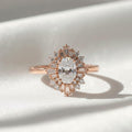 Vintage Oval Lab Grown Diamond Engagement Ring in 14K Rose Gold with Diamond Halo, Milgrain Detailing, Proposal, Anniversary, Heirloom Style
