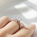 Round Lab Grown Diamond Ring Vintage Filigree Two Tone Engagement Ring 14K White & Rose Gold Wedding Ring IGI Certified Six Prong