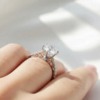 Round Lab Grown Diamond Ring Vintage Filigree Two Tone Engagement Ring 14K White & Rose Gold Wedding Ring IGI Certified Six Prong