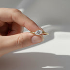 Marquise Diamond Wavy Stackable Ring | Minimalist Lab Grown Diamond Ring | 14K Gold Dainty Engagement Ring By Mirae Jewelry