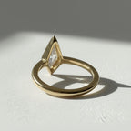 1 CT Kite Cut Lab Grown Diamond Ring | Bezel Set Solitaire | Modern Minimalist Engagement Ring in 14K Gold | Geometric Architectural Jewelry