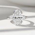 5 Carat Oval Lab Grown Diamond Three Stone Ring / Oval & Tapered Baguettes 3 Stone Ring / Luxury Trilogy Elegant Classic Engagement Ring